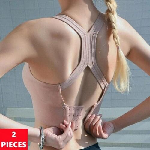 2Pcs/Set Sexy Sports Running Bra Women Sports Bra Push Up Crop Tops Female Fitness Gym Bra Hollow Breathable Tops Sportswear