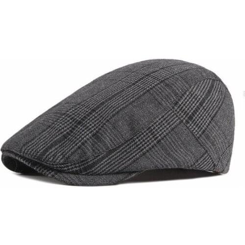 Winter Retro Plaid Berets Classical Casual Berets Hat Men Cotton Visors Herringbone Flat Caps Artist Peaked Newsboy Cap Dad Hat
