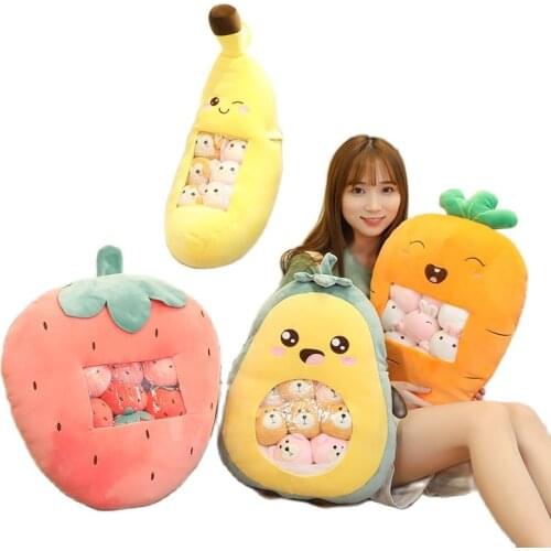 8pcs Stuffed Cartoon Rabbit Fruit Stuffed Toys In A Plush Pillow Animals Toy Japanese Cat Bear Creative Birthday Toys For Kids