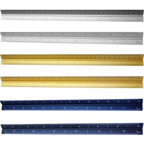Aluminum Alloy Triangular Metal Scale Black / Gold / Silver Home Improvement Teaching Measurement Engineering Drawing Rule
