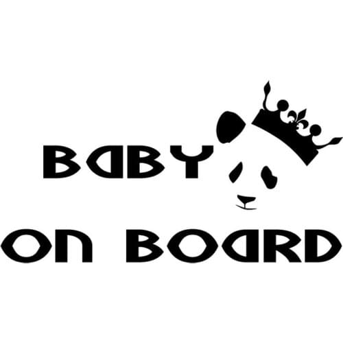 15.9X8.4CM Crown King Panda Head Cartoon Car Sticker BABY ON BOARD Rear Windshield Decoration