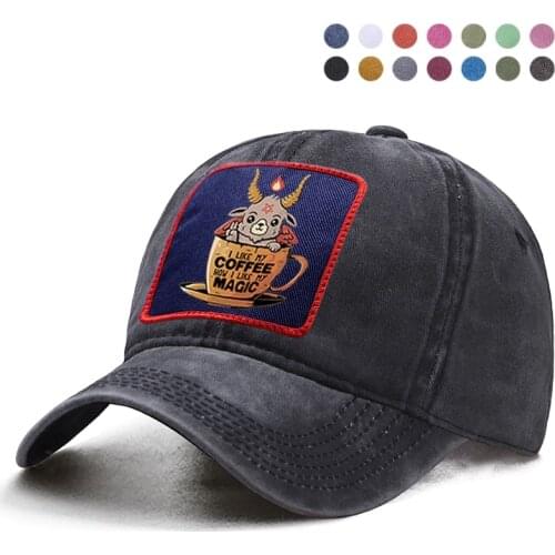 Black Coffee Cute Satan Fallen Angels Baseball Cap Dad Trucker Snapback Bone Casquette Hat Woman Ponytail Berets Cap Boinas