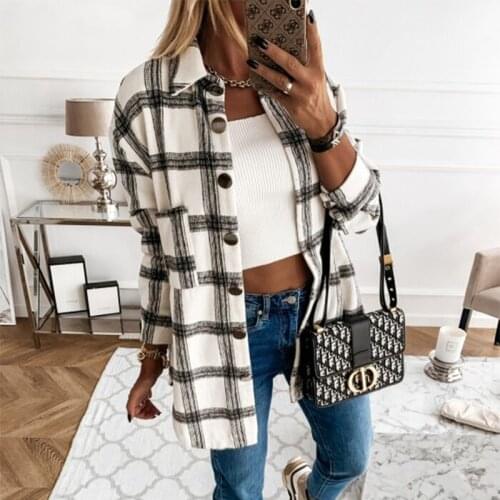 Retro Plaid Loose Women Oversize Blouse Spring Autumn Long Sleeve Checker Iregular Shirts Turn-Down Collar Casual Top