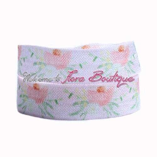 FLRA ElasticFree shipping watercolor floral fold over elastic band for hair elastic