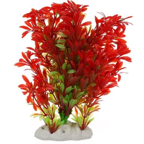 Artificial Plastic Plant Decoration for Aquarium Fish Tank Red Green Color