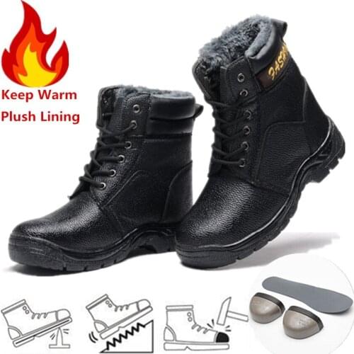 Safety Shoes Men Warm Winter Boot Steel Toe Anti-smashing Anti-puncture Work Shoes Breathable Comfortable Non-slip Sneakers