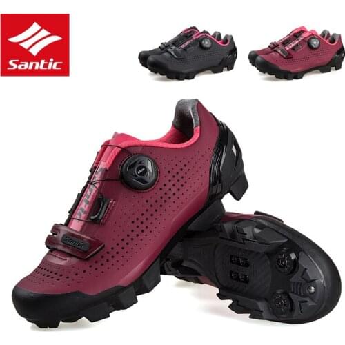 Santic Fashion Womens MTB Lock Shoes PU Breathable High Hardness Sole Mountain Bike Bicycle Cycling Shoes Leisure Road Shoes
