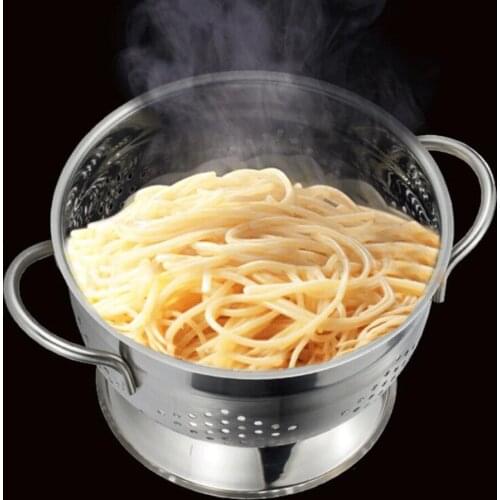 Stainless Steel Colander Strainer Metal Washing Bowl Fruit Draining Basket