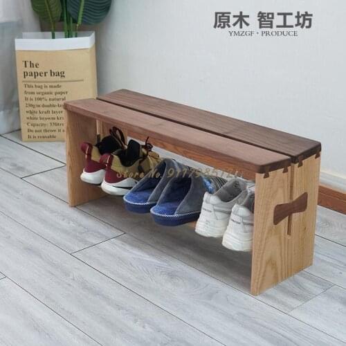 Swallowtail Shoe Stool Black Walnut Stool Shoe Stool at the Door Long Stool Solid Wood Bed End Stool