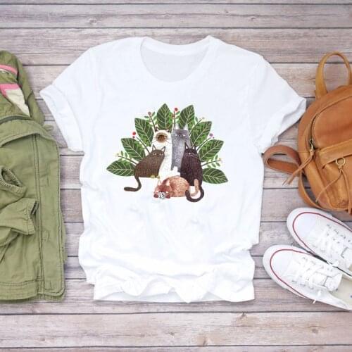Women Graphic Style Casual Cute Short Sleeve Trend Cartoon Lady Clothes White Tops Tees Printing Female Tshirts T-Shirt