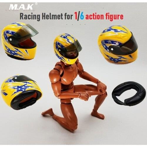 1/6 Scale Action Figure yellow Racing Helmet for Scene accessories Model fit 12'' figure body in stock