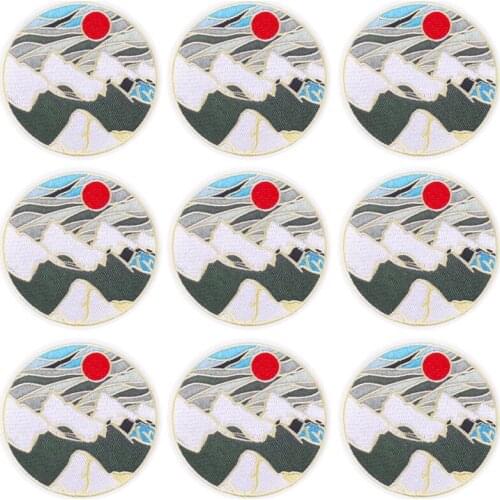 10Pcs/Set Adventure Sun Mountain Patch For Clothing Iron On Embroidered Patches For Clothes Appliques For T-shirt Badges Stripe