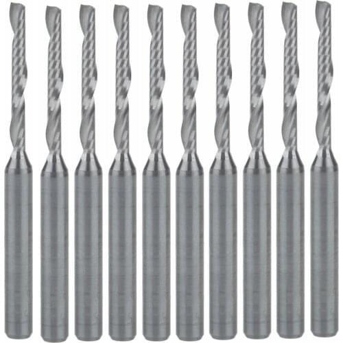 10pcs Silver Carbide One Flute Spiral Bit 3.175x2x17mm Sharp Edge