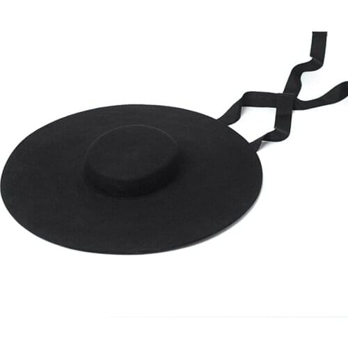 15cm Black Hat Wide Brim Wool Felt Hat Warm Winter Trilby Hats For Women Church Dress Wedding Fedora Jazz Cap Fashion Ladies Cap