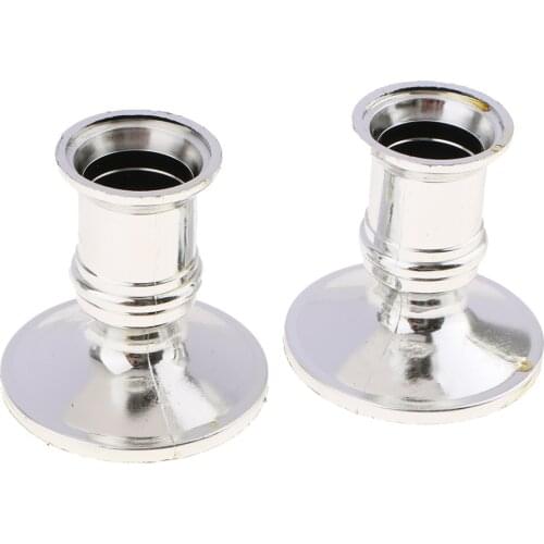 2 pcs Plated Candlestick Votive Candles Holder For Candles Fake Tapers Christmas Party Decoration For Wedding Silver/Gold