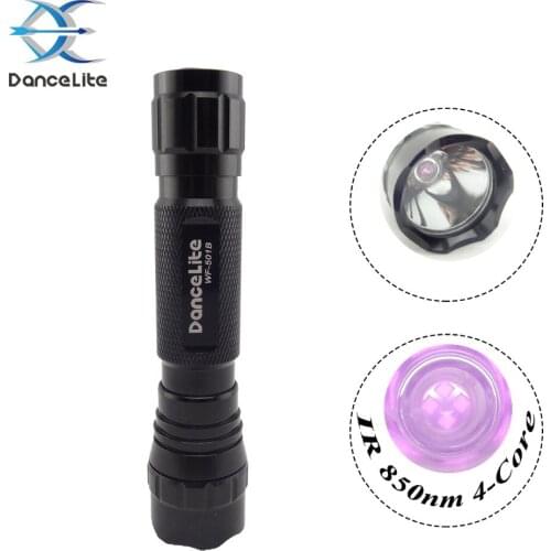 4) DanceLite WF-501B IR 850nm 4w 4-Core Infrared Portable LED Flashlight Torch (2xCR123A)