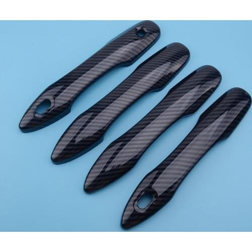 4pcs Carbon Fiber Black Look Door Handle Protector Trims fit for Toyota Camry 2018 2019 2020