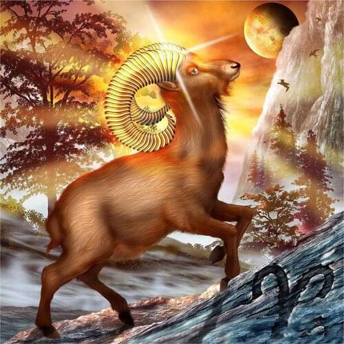 5D DIY Full Round/Square Diamond Painting Goat & Starry Sky Cross Stitch 3D Embroidery Rhinestone Mosaic Home Decor Art Y1405