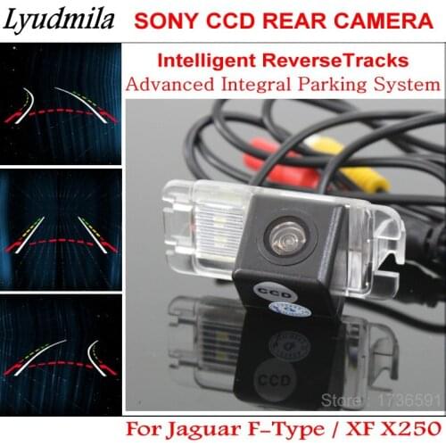 Car Backup Rear View Reverse Camera FOR Jaguar F-Type / XF X250 / XK XJ Parking Lines Intelligent Tracks Reversing Assistance
