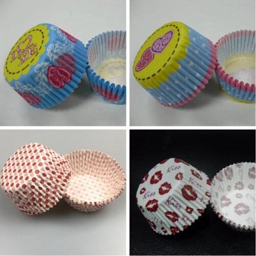 50 Heart Cupcake Liner Baking Cup Muffin Paper Case Cup Cake Wrapper Box Case Mold Flower Cow Bug Birthday Holder Valentines Day