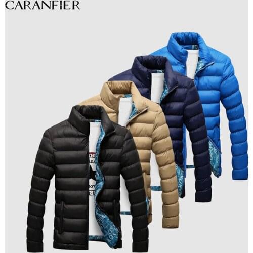 CARANFIER New Men Parka Winter Thick Collar Jacket Smart Casual Cotton Coat England Style Breathable Warm Male Jacket XS-4XL