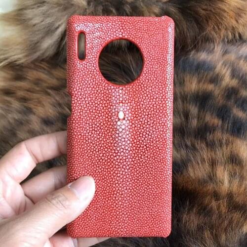 2020 For Huawei Mate 30 Pro Pure Natural Pearl Fish Leather Back Cover Real Genuine Stingray Skin Phone Case For Huawei Mate30