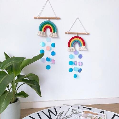 Girl Nursery Room Decor Baby Girl Kids Room Wall Decor Handmade Rainbow Hanging Decoration Nordic Style Home Hanging Decoration