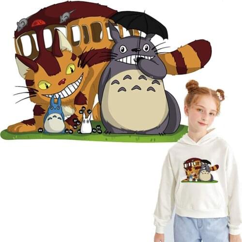 Kids iron on transfer anime totoro patch stickers patches for clothing vinyl heat iron-on transfers cartoon no face man badge