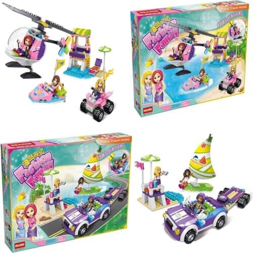 Island Surfing Car Boat Helicopter Building Blocks fit Bricks kids girls kits Toys Children gift