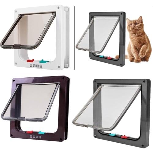 Pet Door for Cats and Dogs 4-Way Locking Extra Large Cat Door for Indoor Outdoor Doors, Weatherproof Cat Flap Door for Pets