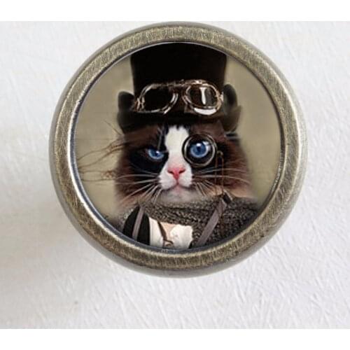 Cat - Drawer Knobs Door Pull Handles Kitchen Cabinet Pull Wardrobe Closet Knobs Furniture Knobs Antique Brass Bronze Silver