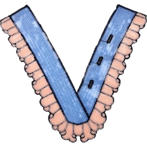 Lace Collar Sequins Sew On Patches For Clothing Embroidery Decoration Fabric Applique Stickers Handmade Accessories