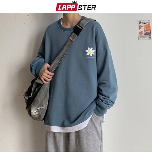 LAPPSTER Men Flower Harajuku Spring Hoodies 2020 Pullovers Mens Korean Fashions Sweatshirts Male Japanese Streetwear Clothing