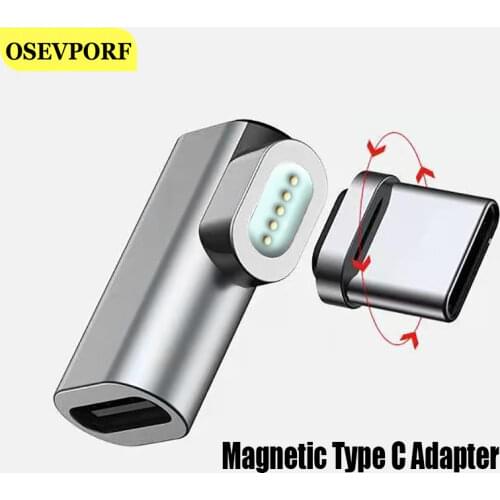 Magnetic Type-c Adapter for MacBook Pro Elbow USB Type C Charge Connector for Samsung S20 S10 S9 Oneplus 5 5T 7 Pro USB Adapters