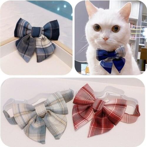 Cat collar Cute Plaid Bow Tie Fashion Style Small Dog Collar Adult Cat Tie Cat Accessories Pet Bunny Rabbit Pet Accessories
