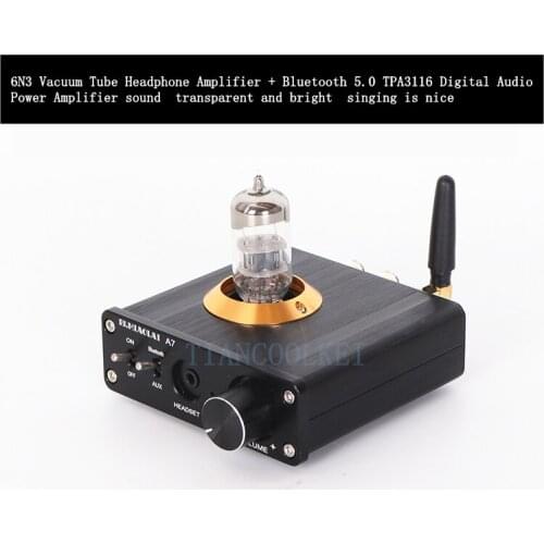 Mini 6N3 Vacuum Tube Headphone Amplifier + Bluetooth 5.0 TPA3116 Digital Audio Power Amplifier sound transparent and bright