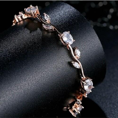 Fashion 3 Color Leaf Crystal Bracelets For Girls Jewelry Trendy Women Bracelets Accessories Hot Sale