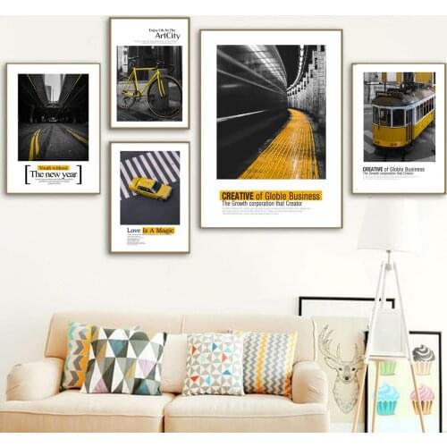 Nordic Black White Yellow Art Motivational Quotes Modern Poster Canvas Print Painting Wall Art Living Room Home Decoration