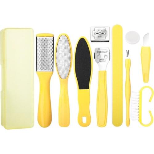 11 in 1 Manicure Foot Care File Set Dead Hard Skin Callus Remover Scraper Pedicure Rasp Tools Feet Care Tool Kit Stainless tool