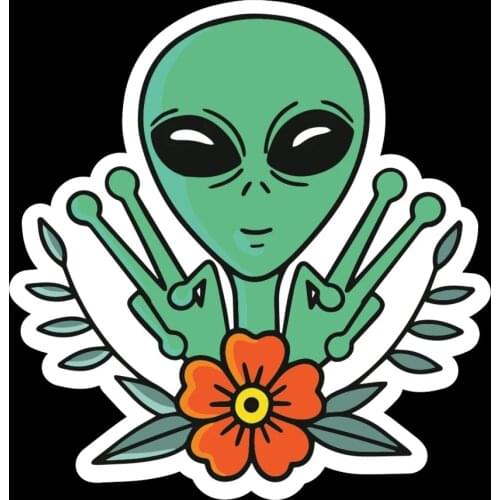 LLY-0766 Personality Car Stickers for PEACE OUT ALIEN Modeling Decal PVC Auto Motorcycle Laptop Decorative Waterproof Decals