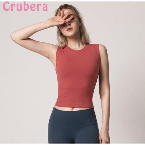 CRUBERA Nylon Breathable Fabric Tight-fitting Womens Short Belly Button Sexy Fitness Clothes Sports Running Yoga Bra