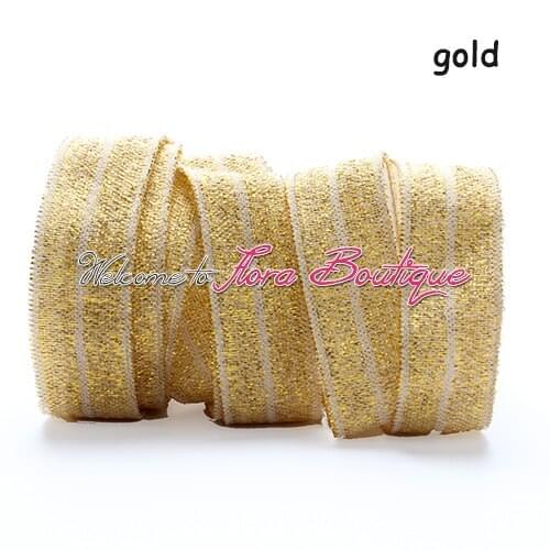 New arrival 5/8" gold metallic glitter fold over elastic for kids headband, 50 yards/lot