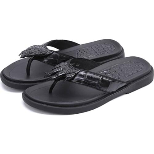Jineyu new men shoes summer male casual shoes true crocodile skin crocodile claw men slippers sandals male slippers