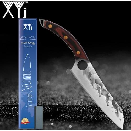 XYj High Carbon Steel 7.5'' INCH Cooking Chef Knife Full Tang Fillet Boning Knife Gift Box Sharpening Stone Japanese Style