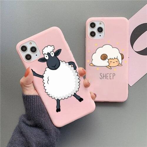 Sheep cute cartoon Phone Case Candy Color for iPhone 11 12 mini pro XS MAX 8 7 6 6S Plus X 5S SE 2020 XR Cover Funda