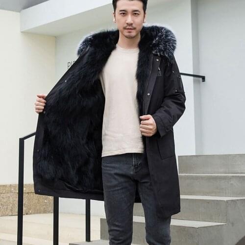 Winter Parka Men Coat Real Racoon Fur Lined Jacket Hooded Warm Outwear Cassic Fashion Outwear 2020 New Arrival