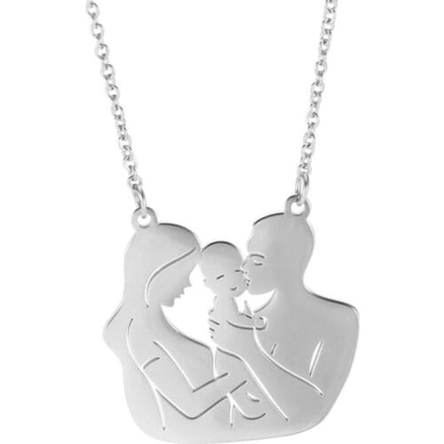 Mom Dad Baby Pendant Stainless Steel Chain Family Necklace Bracelet Gift for Mothers Day For Woman LXH