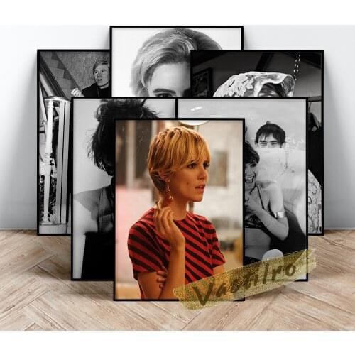 Edie Sedgwick Sixties Star Poster, Black White Actress Wall Picture, Beauty Actor Character Portrait Painting, Fans Collect Gift