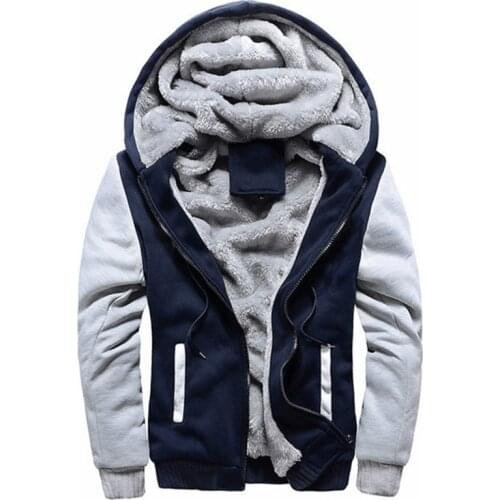 Casual Hooded Collar 2021 New Men Hoodies Sweatshirts Winter Warm Thick Fleece Zipper Jacket Sportswear Outwear Oversized S-5XL