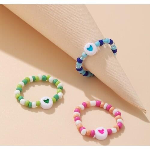 Multi-color Small Flower Ring Korean Version Hand-woven Bead Ring Rice Beads Ring Women Girl Jewelry Small Fresh Style Ring